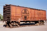 Santa Fe 40-foot friction bearing, ice bunker reefer, on display west of the depot  